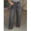 EMMIOL 2026 Women’s Mid High Waisted Wide Leg Jeans Rivet Y2K Baggy Jeans Trendy Loose Straight Denim Pants with Pockets(Bb002-gray Black)