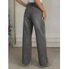 EMMIOL 2026 Women’s Mid High Waisted Wide Leg Jeans Rivet Y2K Baggy Jeans Trendy Loose Straight Denim Pants with Pockets(Bb002-gray Black)