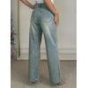 EMMIOL 2026 Women’s Mid High Waisted Wide Leg Jeans Rivet Y2K Baggy Jeans Trendy Loose Straight Denim Pants with Pockets(Bb002-old Blue)