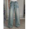 EMMIOL 2026 Women’s Mid High Waisted Wide Leg Jeans Rivet Y2K Baggy Jeans Trendy Loose Straight Denim Pants with Pockets(Bb002-old Blue)