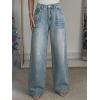 EMMIOL 2026 Women’s Mid High Waisted Wide Leg Jeans Rivet Y2K Baggy Jeans Trendy Loose Straight Denim Pants with Pockets(Bb002-sky Blue)