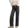 EMMIOL 047 Mid Rise Straight Leg Womens Baggy Jeans, Y2K Boyfriend Wide Leg Cute Trendy Loose Fit Denim Pants Stretch(047-black 2)