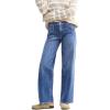 EMMIOL 047 Mid Rise Straight Leg Womens Baggy Jeans, Y2K Boyfriend Wide Leg Cute Trendy Loose Fit Denim Pants Stretch(047-blue)