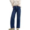 EMMIOL 047 Mid Rise Straight Leg Womens Baggy Jeans, Y2K Boyfriend Wide Leg Cute Trendy Loose Fit Denim Pants Stretch(047-dark Blue)
