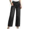 EMMIOL 2026 Women’s Mid High Waisted Wide Leg Jeans Rivet Y2K Baggy Jeans Trendy Loose Straight Denim Pants with Pockets(Bb001-black)