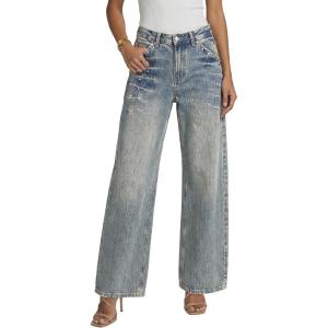 EMMIOL 2026 Women’s Mid High Waisted Wide Leg Jeans Rivet Y2K Baggy Jeans Trendy Loose Straight Denim Pants with Pockets(Bb001-retro Blue)