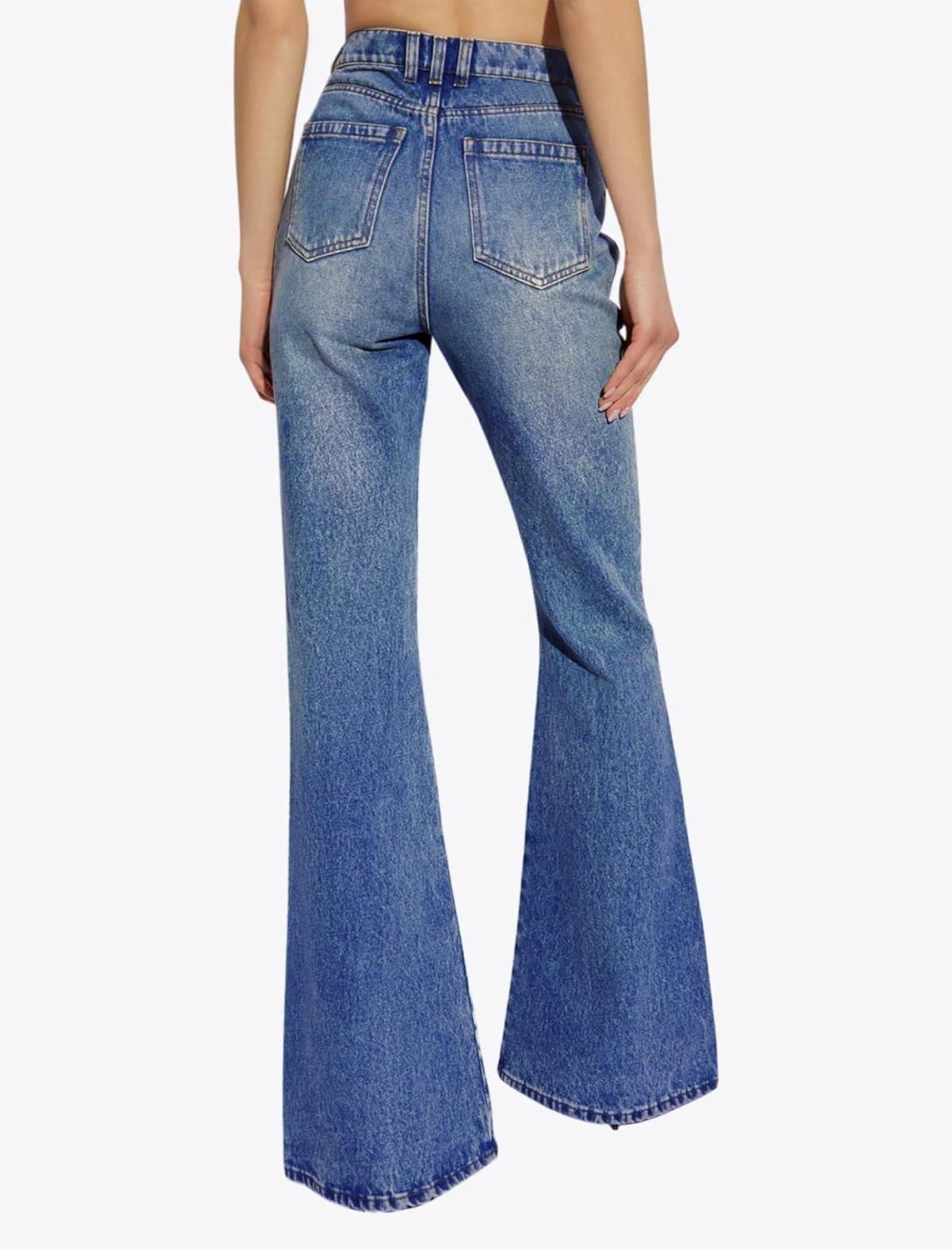 image:imageEMMIOL Womens Flare Wide Leg Jeans Stretchy High Waisted Bell Bottom 2026 Basic Bootcut Denim PantsAdark Blue