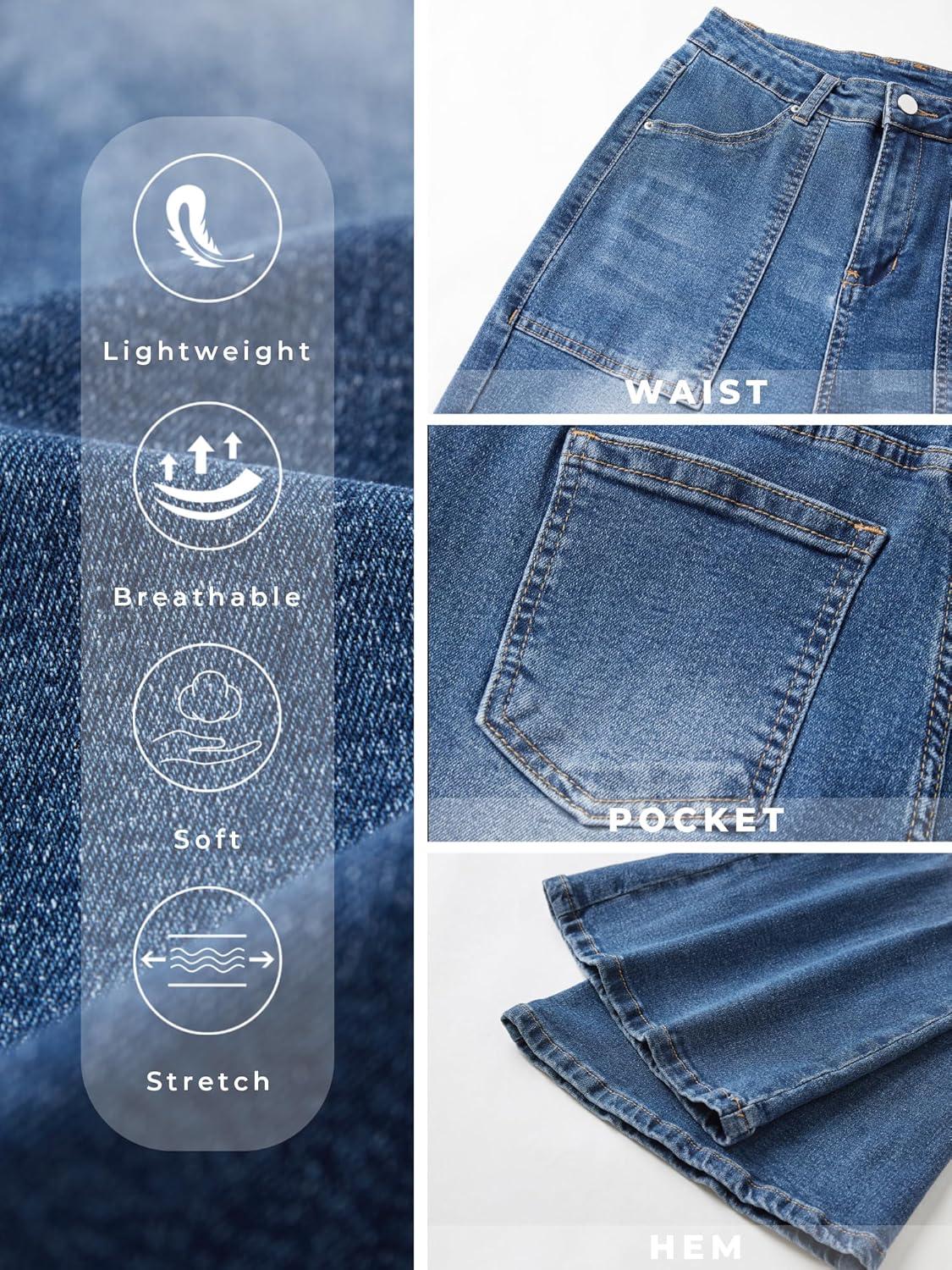 image:imageEMMIOL Womens Flare Wide Leg Jeans Stretchy High Waisted Bell Bottom 2026 Basic Bootcut Denim PantsAdark Blue