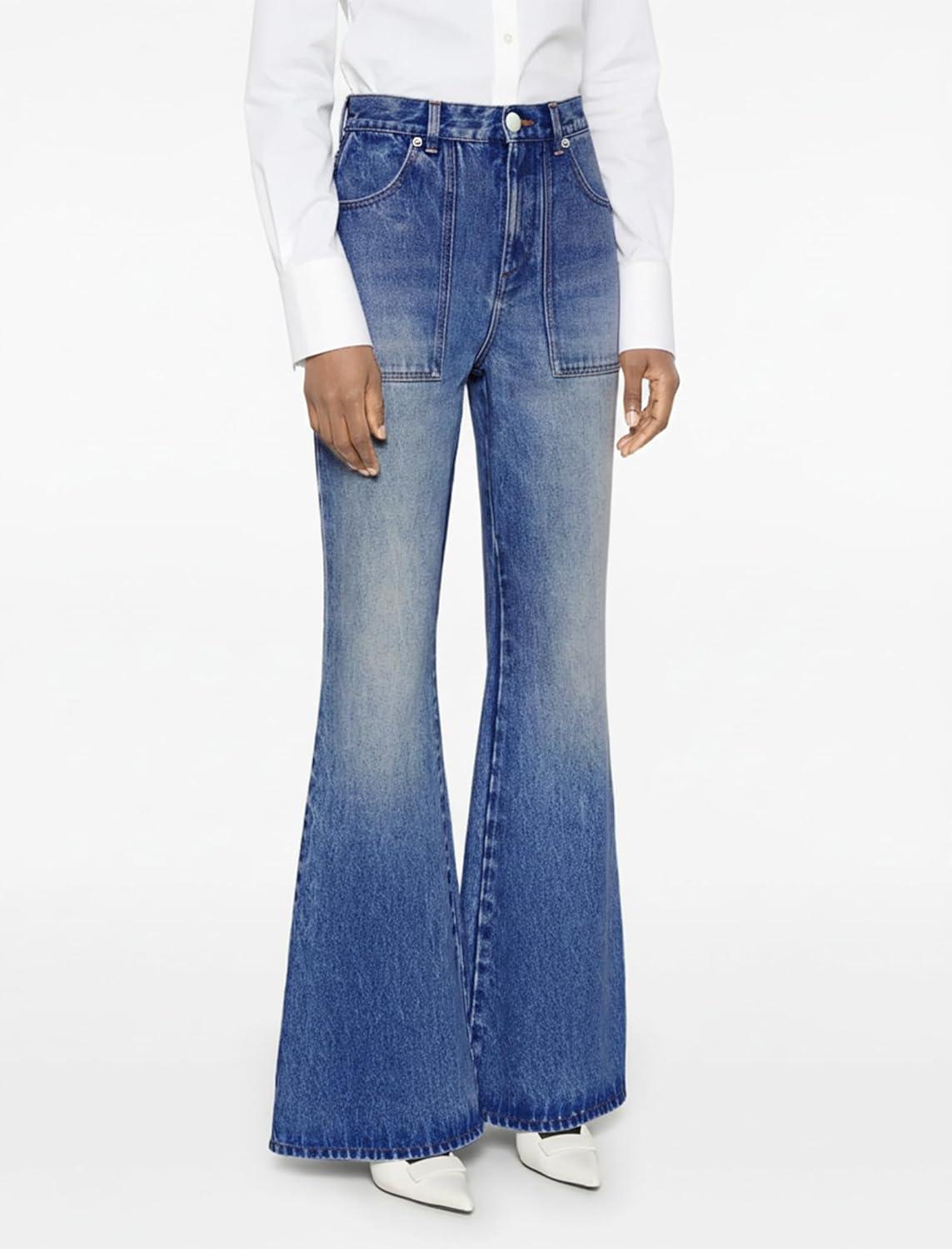 image:imageEMMIOL Womens Flare Wide Leg Jeans Stretchy High Waisted Bell Bottom 2026 Basic Bootcut Denim PantsAdark Blue