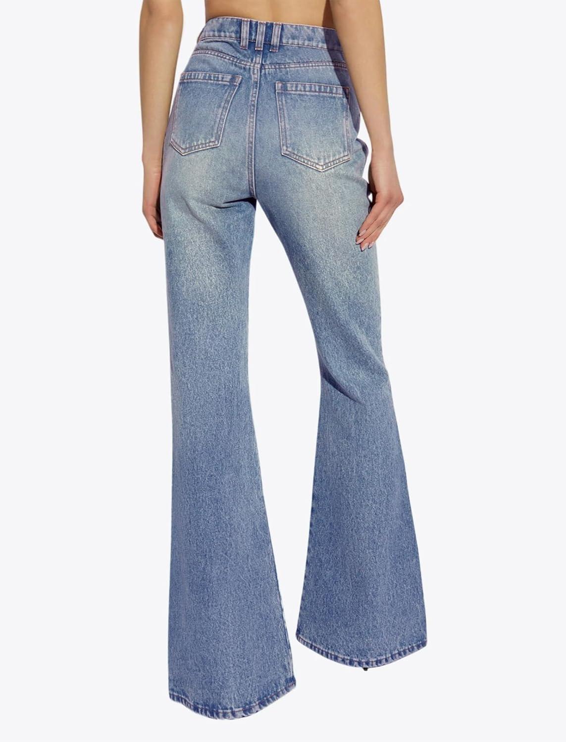 image:imageEMMIOL Womens Flare Wide Leg Jeans Stretchy High Waisted Bell Bottom 2026 Basic Bootcut Denim PantsAlight Blue