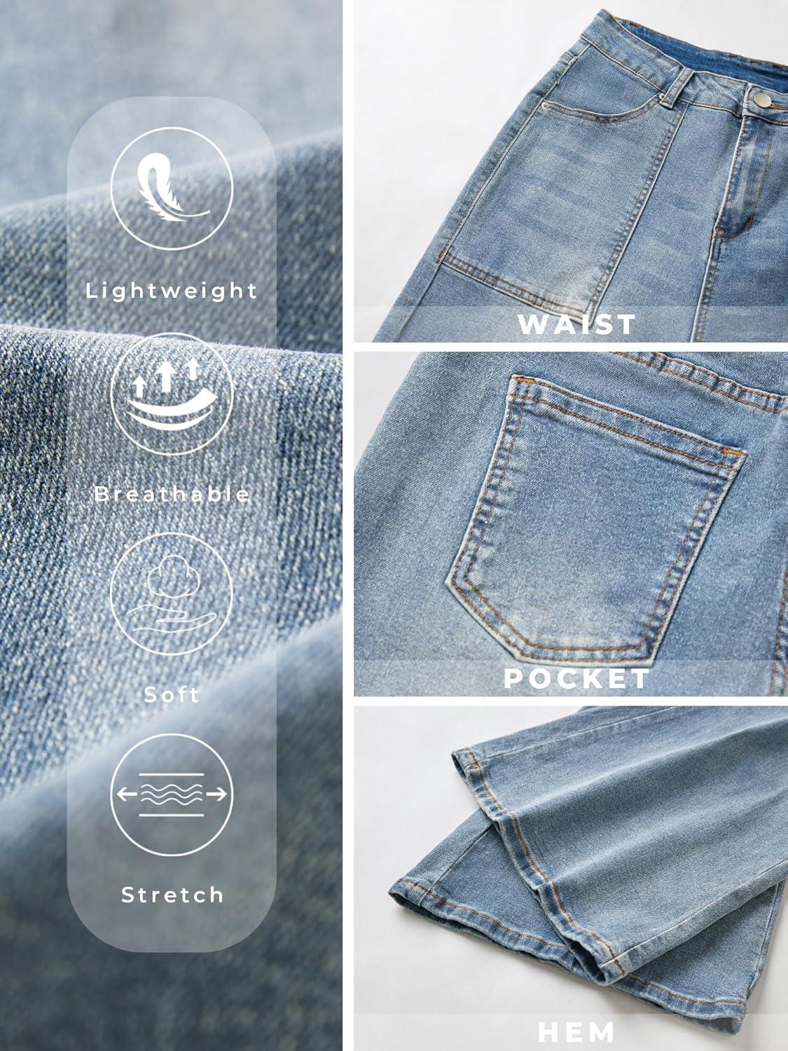 image:imageEMMIOL Womens Flare Wide Leg Jeans Stretchy High Waisted Bell Bottom 2026 Basic Bootcut Denim PantsAlight Blue