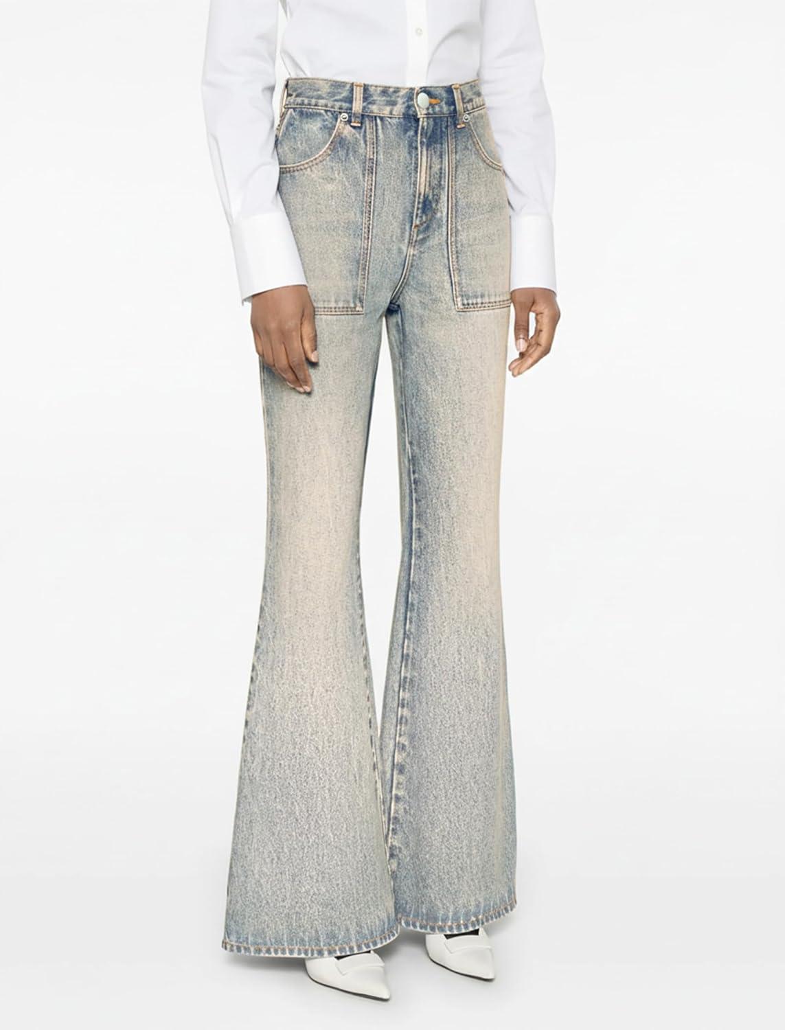 image:imageEMMIOL Womens Flare Wide Leg Jeans Stretchy High Waisted Bell Bottom 2026 Basic Bootcut Denim PantsAretro Blue