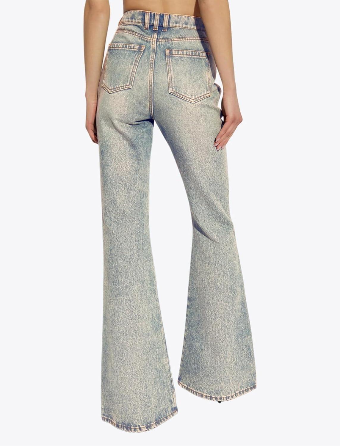 image:imageEMMIOL Womens Flare Wide Leg Jeans Stretchy High Waisted Bell Bottom 2026 Basic Bootcut Denim PantsAretro Blue