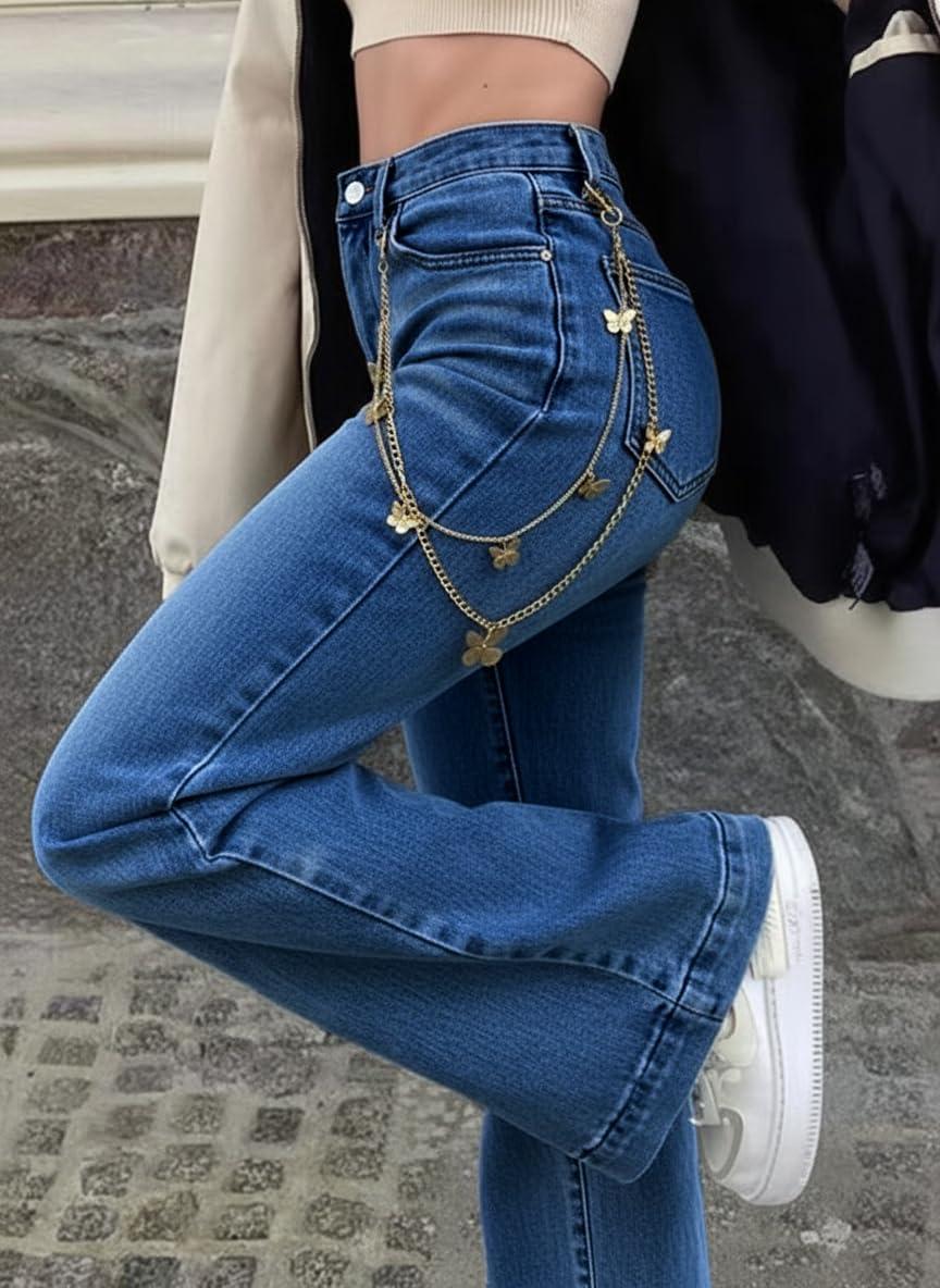 image:imageEMMIOL Womens Flare Wide Leg Jeans Stretchy High Waisted Bell Bottom 2026 Basic Bootcut Denim PantsBdark Blue