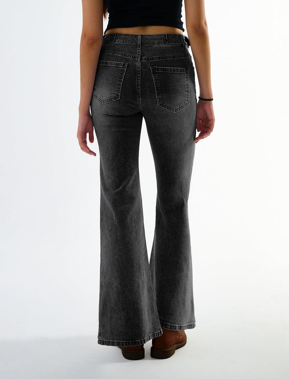 image:imageEMMIOL Womens Flare Wide Leg Jeans Stretchy High Waisted Bell Bottom 2026 Basic Bootcut Denim PantsCblack