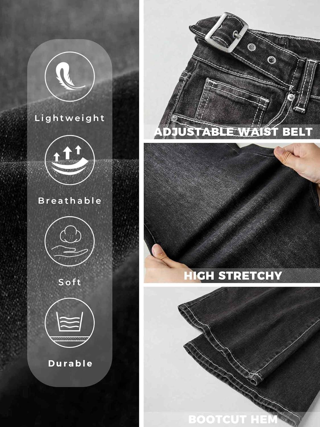 image:imageEMMIOL Womens Flare Wide Leg Jeans Stretchy High Waisted Bell Bottom 2026 Basic Bootcut Denim PantsCblack