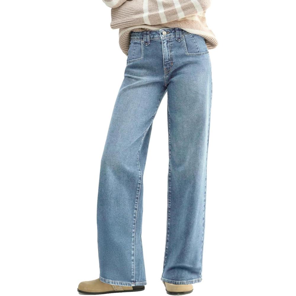 image:imageEMMIOL Baggy Jeans Women Straight Leg Mid Rise Boyfriend Wide Leg High Waisted Cute Trendy Y2K Loose Fit Pants Stretchy047vintage Blue
