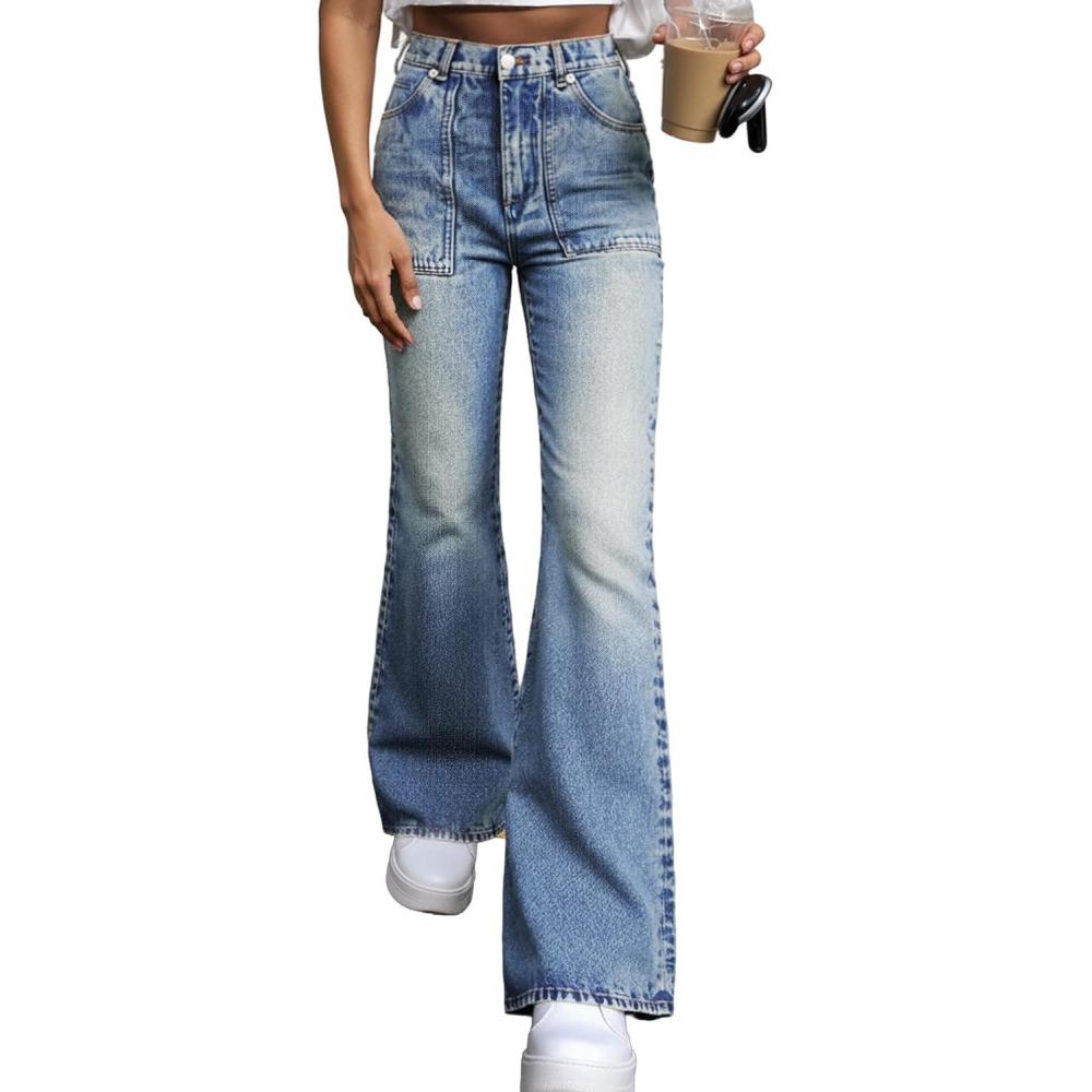 image:imageEMMIOL Womens Flare Wide Leg Jeans Stretchy High Waisted Bell Bottom 2026 Basic Bootcut Denim PantsAlight Blue
