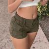 Cargo Shorts for Women Trendy 2025 Summer High Wasited Utility Cut Off Y2k Mini Shorts with Pockets Bottoms(Army Green)
