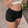 Cargo Shorts for Women Trendy 2025 Summer High Wasited Utility Cut Off Y2k Mini Shorts with Pockets Bottoms(Black)