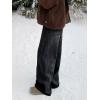 EMMIOL Baggy Jeans Women Straight Leg Mid Rise Boyfriend Wide Leg High Waisted Cute Trendy Y2K Loose Fit Pants Stretchy(Fleece Lined 041-black)