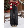 EMMIOL Baggy Jeans Women Straight Leg Mid Rise Boyfriend Wide Leg High Waisted Cute Trendy Y2K Loose Fit Pants Stretchy(Fleece Lined 041-black)