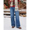 EMMIOL Baggy Jeans Women Straight Leg Mid Rise Boyfriend Wide Leg High Waisted Cute Trendy Y2K Loose Fit Pants Stretchy(Fleece Lined 041-blue)