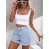 EMMIOL Women Jean Shorts High-Mid Waisted Stretchy Basic Wash Solid Denim Hot Shorts Boyfriend Casual Y2k Jorts for Summer(Blue-037)