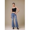 EMMIOL Women’s Flare Wide Leg Jeans Stretchy High Waisted Bell Bottom 2026 Basic Bootcut Denim Pants(Mid Rise Blue)
