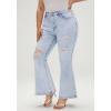 EMMIOL Women’s Flare Wide Leg Jeans Stretchy High Waisted Bell Bottom 2026 Basic Bootcut Denim Pants(Mid Rise Snow Blue)