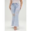 EMMIOL Women’s Flare Wide Leg Jeans Stretchy High Waisted Bell Bottom 2026 Basic Bootcut Denim Pants(Mid Rise Snow Blue)