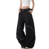 EMMIOL Y2K Baggy Jeans Wide Leg Pants Women High Waist Trousers Trendy(Black)