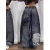 EMMIOL Y2K Baggy Jeans Wide Leg Pants Women High Waist Trousers Trendy(Dark Blue)
