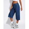 Emmiol Long Baggy Denim Jorts for Women – High Waisted Bermuda Y2k Jean Shorts Wide Leg Casual Trendy Streetwear Summer Pants(Dark Blue-091)