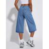Emmiol Long Baggy Denim Jorts for Women – High Waisted Bermuda Y2k Jean Shorts Wide Leg Casual Trendy Streetwear Summer Pants(Light Blue-091)