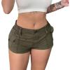 Cargo Shorts for Women Trendy 2025 Summer High Wasited Utility Cut Off Y2k Mini Shorts with Pockets Bottoms(Army Green)