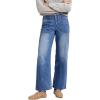EMMIOL Baggy Jeans Women Straight Leg Mid Rise Boyfriend Wide Leg High Waisted Cute Trendy Y2K Loose Fit Pants Stretchy(009-mid Blue)