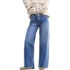 EMMIOL Baggy Jeans Women Straight Leg Mid Rise Boyfriend Wide Leg High Waisted Cute Trendy Y2K Loose Fit Pants Stretchy(047-blue)
