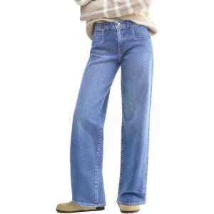 EMMIOL Baggy Jeans Women Straight Leg Mid Rise Boyfriend Wide Leg High Waisted Cute Trendy Y2K Loose Fit Pants Stretchy(047-sky Blue)
