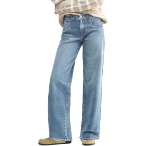 EMMIOL Baggy Jeans Women Straight Leg Mid Rise Boyfriend Wide Leg High Waisted Cute Trendy Y2K Loose Fit Pants Stretchy(047-vintage Blue)
