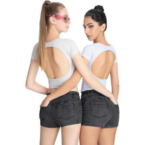 EMMIOL Women Low Waisted Jorts Sexy y2k Denim Jean Shorts Summer Hot Short Pants 90S Gray
