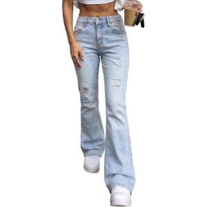 EMMIOL Women’s Flare Wide Leg Jeans Stretchy High Waisted Bell Bottom 2026 Basic Bootcut Denim Pants(High Rise Snow Blue)