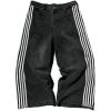 Mens Baggy Jeans Wide Leg, Black Skater Striped Jnco Y2k Denim Pants Oversized Streetwear, Blue Y2k Clothes with Design(Black)