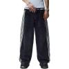 Mens Baggy Jeans Wide Leg, Black Skater Striped Jnco Y2k Denim Pants Oversized Streetwear, Blue Y2k Clothes with Design(Black)