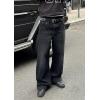 Mens Baggy Jeans Wide Leg, Black Skater Striped Jnco Y2k Denim Pants Oversized Streetwear, Blue Y2k Clothes with Design(Black+non-striped)
