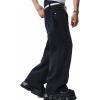 Mens Baggy Jeans Wide Leg, Black Skater Striped Jnco Y2k Denim Pants Oversized Streetwear, Blue Y2k Clothes with Design(Black+non-striped)