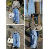 Mens Baggy Jeans Wide Leg, Black Skater Striped Jnco Y2k Denim Pants Oversized Streetwear, Blue Y2k Clothes with Design(Blue)