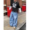 Mens Baggy Jeans Wide Leg, Black Skater Striped Jnco Y2k Denim Pants Oversized Streetwear, Blue Y2k Clothes with Design(Blue+non-striped)