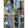 Mens Baggy Jeans Wide Leg, Black Skater Striped Jnco Y2k Denim Pants Oversized Streetwear, Blue Y2k Clothes with Design(Blue+non-striped)