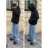 Mens Baggy Jeans Wide Leg, Black Skater Striped Jnco Y2k Denim Pants Oversized Streetwear, Blue Y2k Clothes with Design(Blue+non-striped)